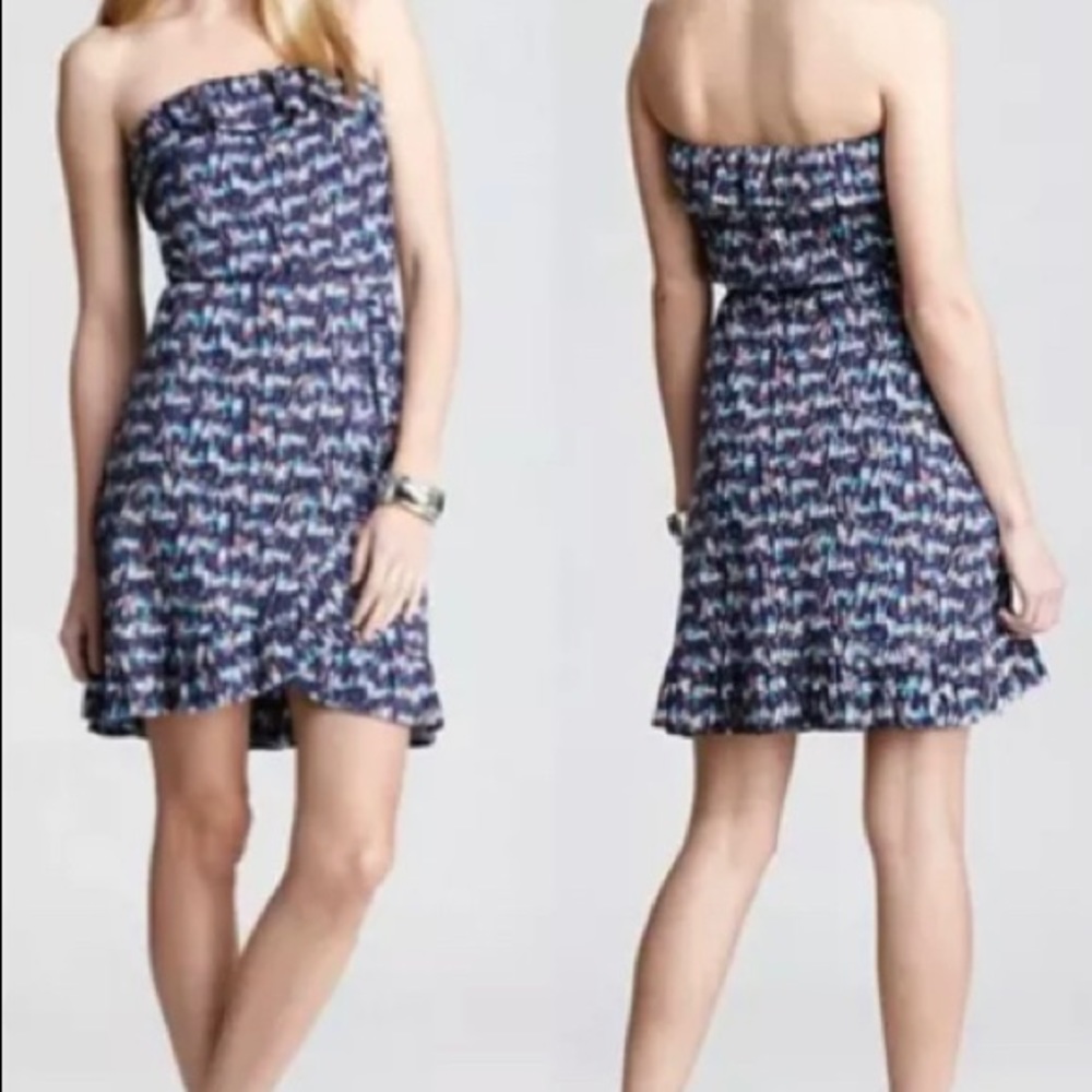 Lilly Pulitzer Navy Oh Buoy Strapless Ruffle Dress | Size XS